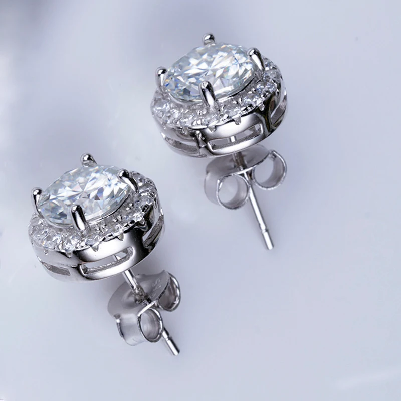 JoyceJelly 6.5mm 1ct Colorful Moissanite Earrings Unisex Male Female S925 Sterling Sliver Sparkling Fine Jewelry Men's Ear-studs
