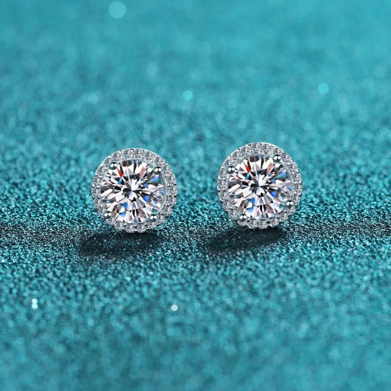 JoyceJelly 6.5mm 1ct Colorful Moissanite Earrings Unisex Male Female S925 Sterling Sliver Sparkling Fine Jewelry Men's Ear-studs