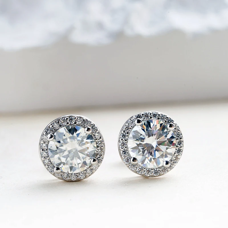 JoyceJelly 6.5mm 1ct Colorful Moissanite Earrings Unisex Male Female S925 Sterling Sliver Sparkling Fine Jewelry Men's Ear-studs