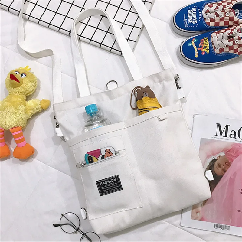Women's Crossbody Handbag Canvas Tote Bag Work Female Shopper Fashion Simple Quality Korean Designer Shoulder Women Backpack Top