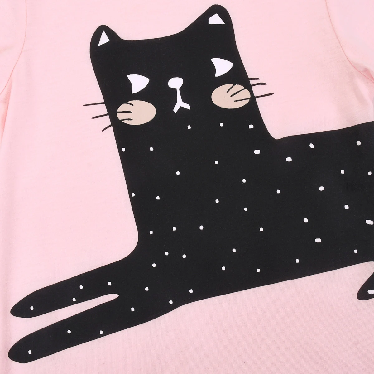 Girls Sweet Cool Cat Pajama Set Breathable Casual Sleepwear