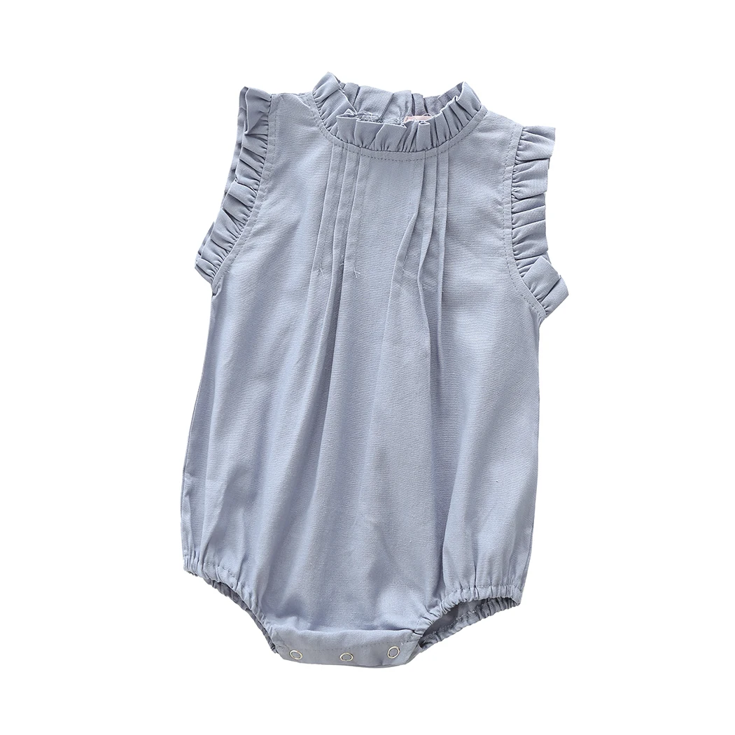 Vintage Linen Cotton Baby Girls Romper Summer Ruffles Lace Infant Bodysuit for Toddler Girls Clothing Children Overalls Outfits
