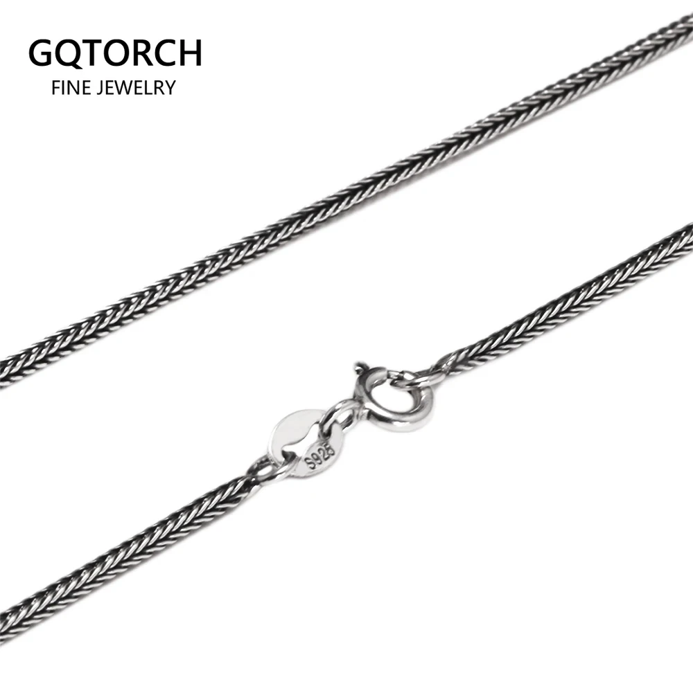 1.2mm Real 925 Sterling Silver Necklace Chain Men and Women Vintage Fox Tail Vintage Solid Thai Silver Italian Fine Jewelry