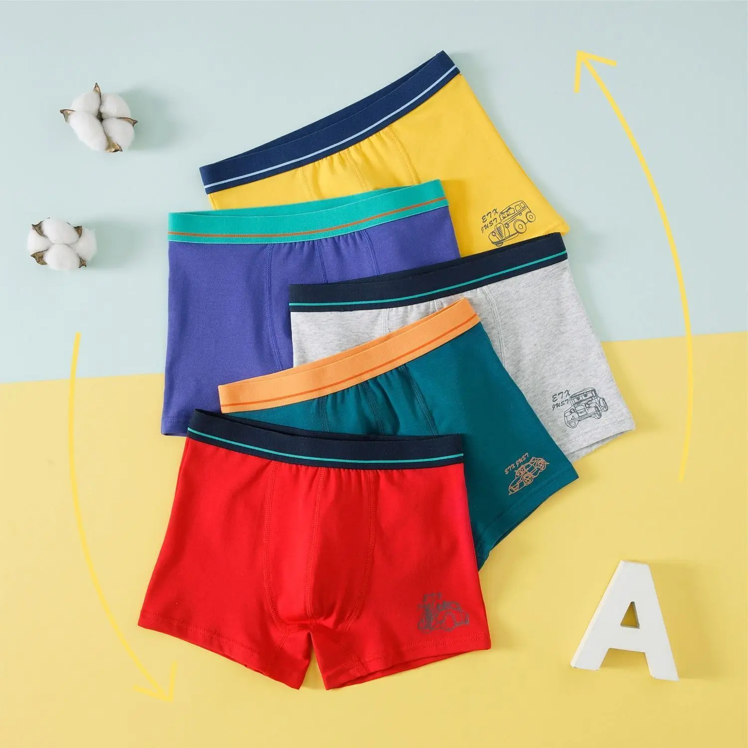 Children's Underwear Cotton Boys and Teenagers Boxer Shorts Boxer Shorts 5-Pack