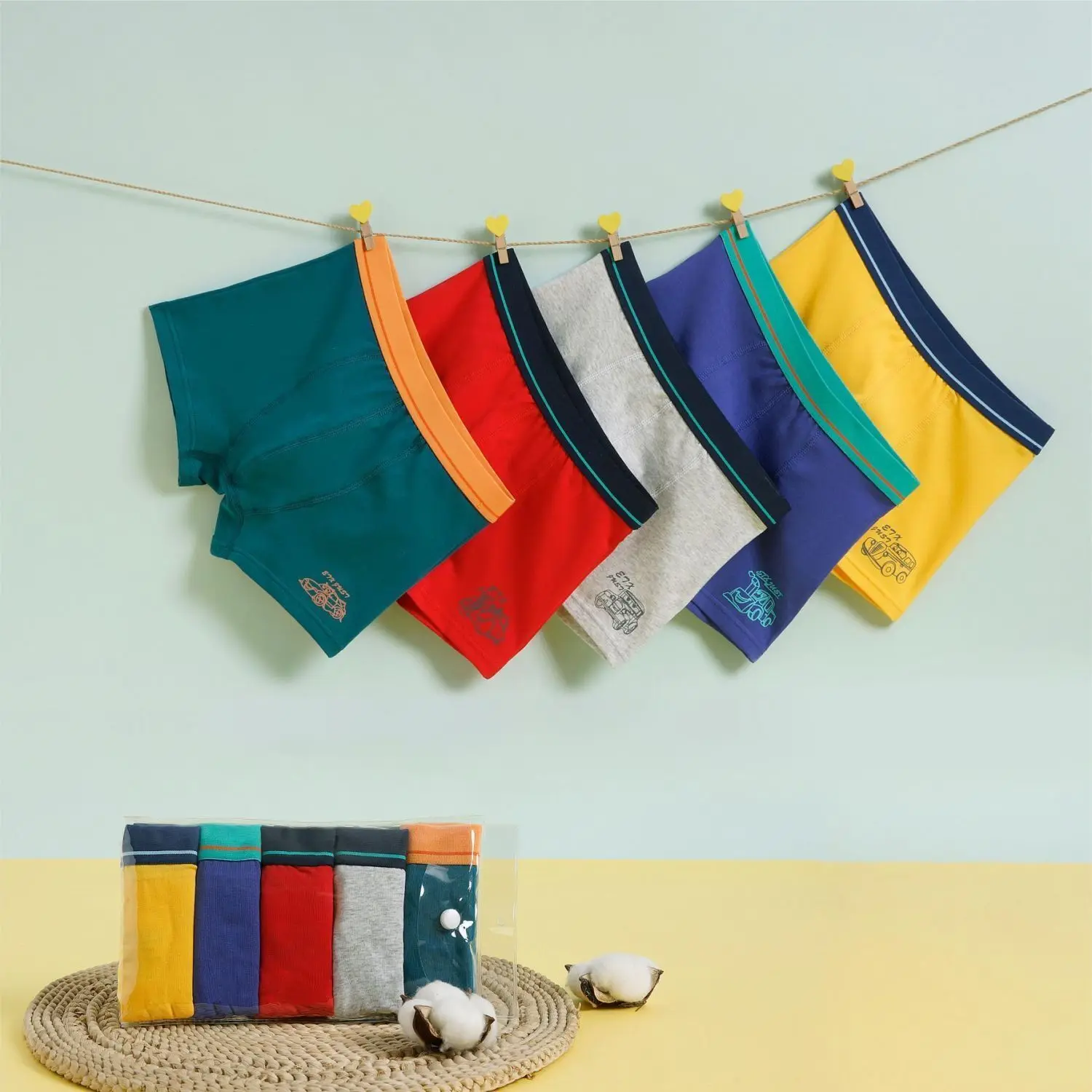 Children's Underwear Cotton Boys and Teenagers Boxer Shorts Boxer Shorts 5-Pack