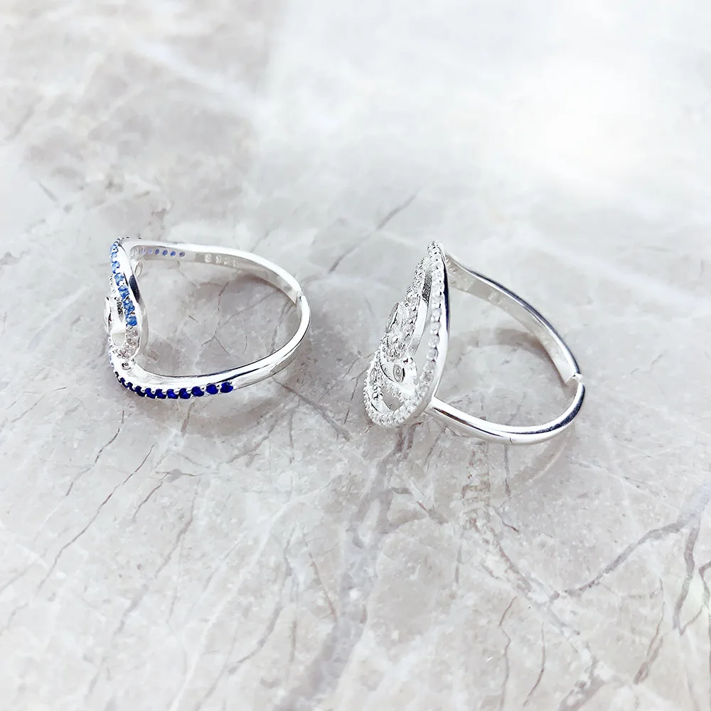 Ring Wave 2023 Summer Brand New Fine Jewerly Pure Solid 925 Sterling Silver Romantic Gift For Women