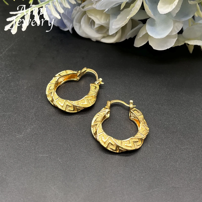 18K Gold Plating Classic Jewelry Set for Women Large Circle Earring Pendant Dubai Trendy Wedding Anniversary Accessories Gift