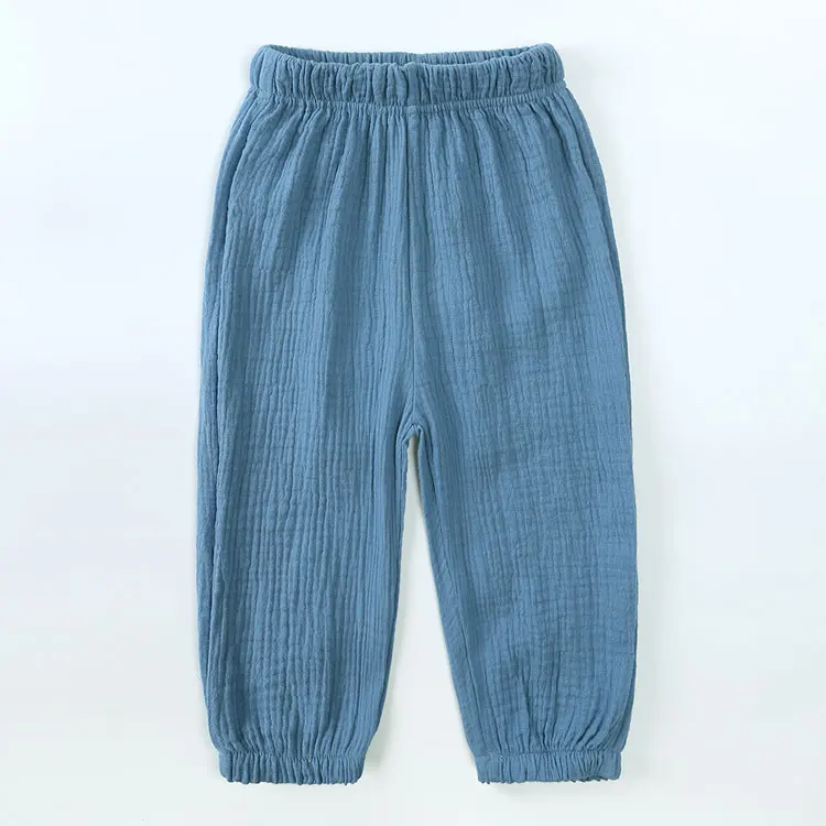 Fashion Solid Color Kids Pants Color Linen Elastic Waist Kids Boys Pants Summer Children Clothing GirlsTrousers 2-7 Years