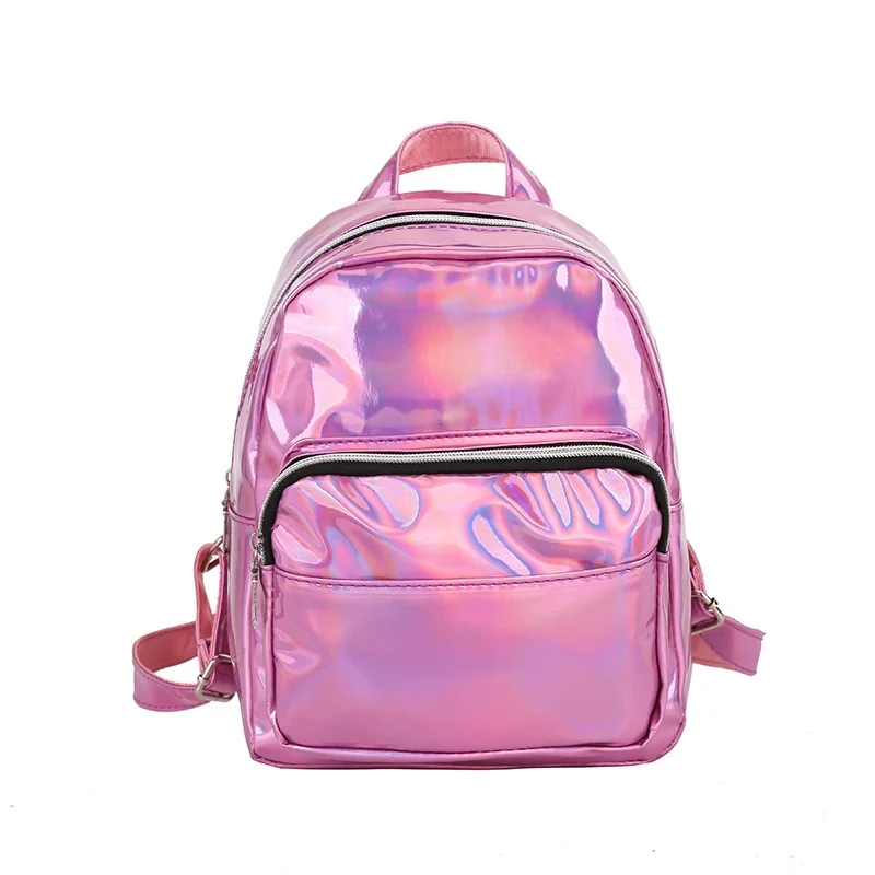 2025 Fashion Laser Backpack Preppy Style School Shiny Laser PU Leather Women Girls Bag Silver Waterproof Holographic Backpack