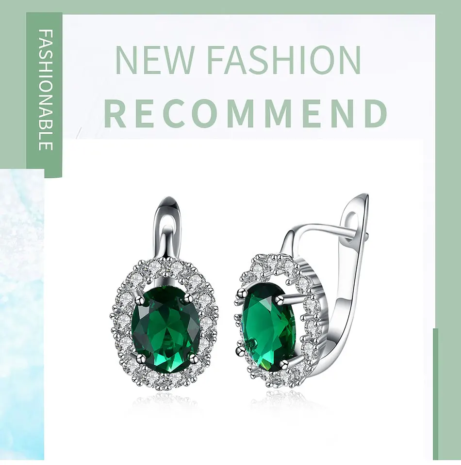 925 Silver Green/White Zircon Drop Earring For Women Wedding Jewelry