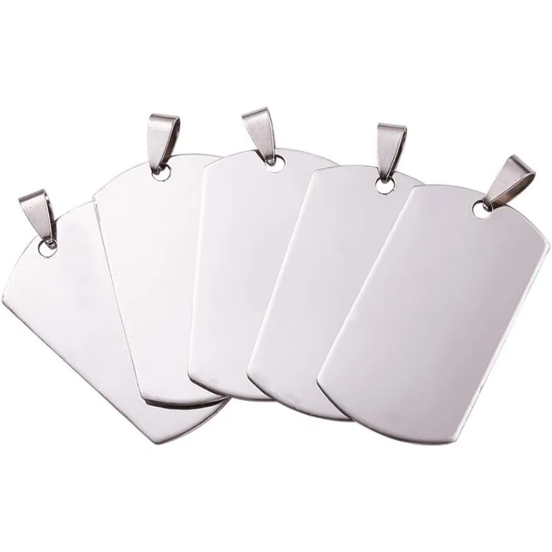 20PCS 1.6x1 Inch Stainless Steel Stamping Blanks Dog Tag Pendants with Snaps for Jewelry Making Pet ID Name Tags Handicrafts