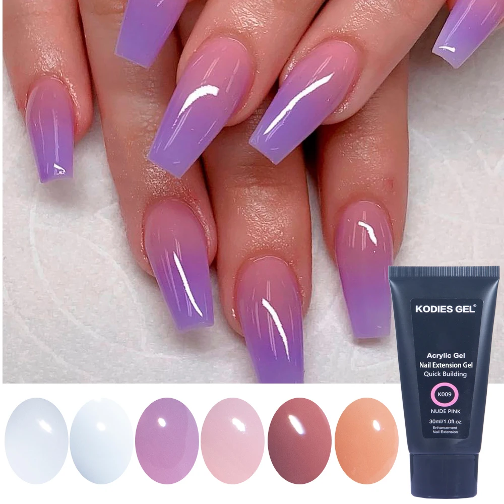 KODIES GEL 30ML Professional Builder UV Gel Polish 3D Poly Construction Gel for Nail Art Extension White Clear French Manicure