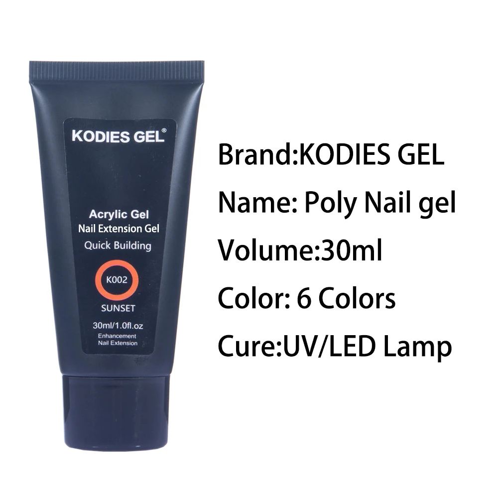 KODIES GEL 30ML Professional Builder UV Gel Polish 3D Poly Construction Gel for Nail Art Extension White Clear French Manicure