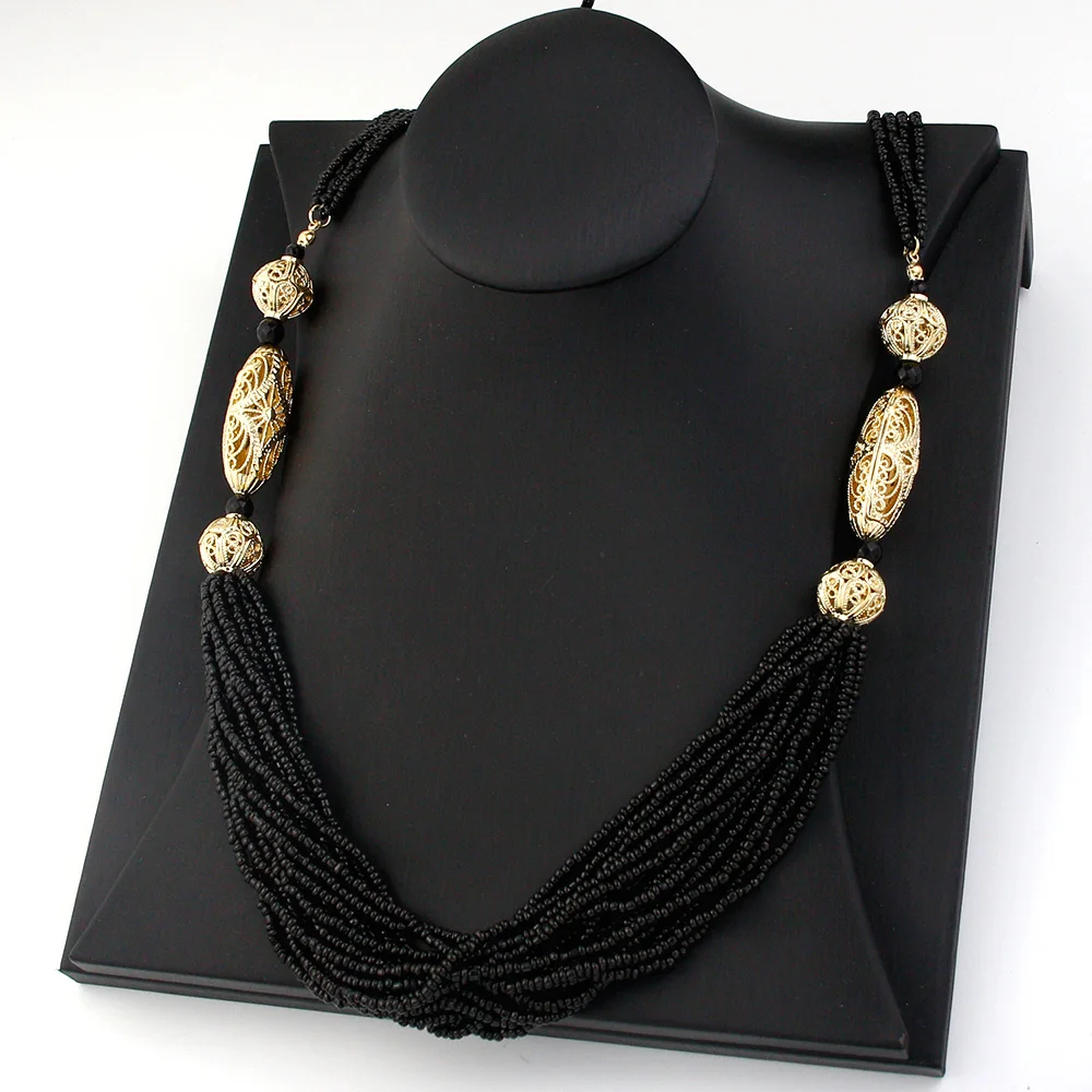 Sunspicems Trendy Moroccan Women Wedding Jewelry Long Beads Necklace Sweater Chain Algeria Handmade Caftan Choker Bride Gift