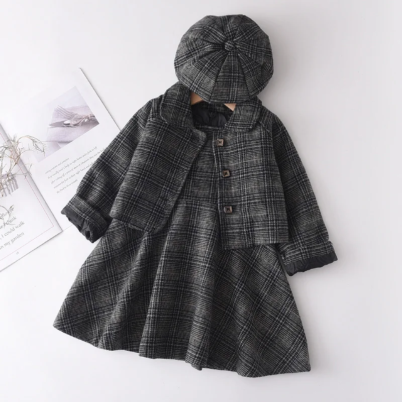 Bear Leader Fashion Kids Girls Princess 2pcs Clothes Set Autumn Winter Children Coat Outwear+Skirts Vintage Outfits Suit 2-12Y