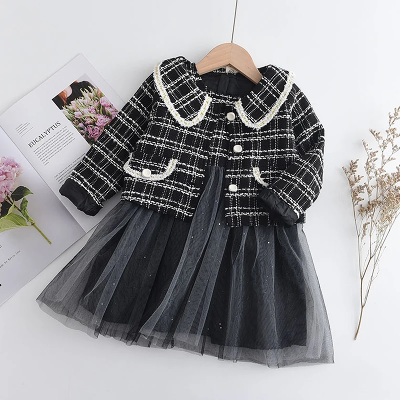 Bear Leader Fashion Kids Girls Princess 2pcs Clothes Set Autumn Winter Children Coat Outwear+Skirts Vintage Outfits Suit 2-12Y