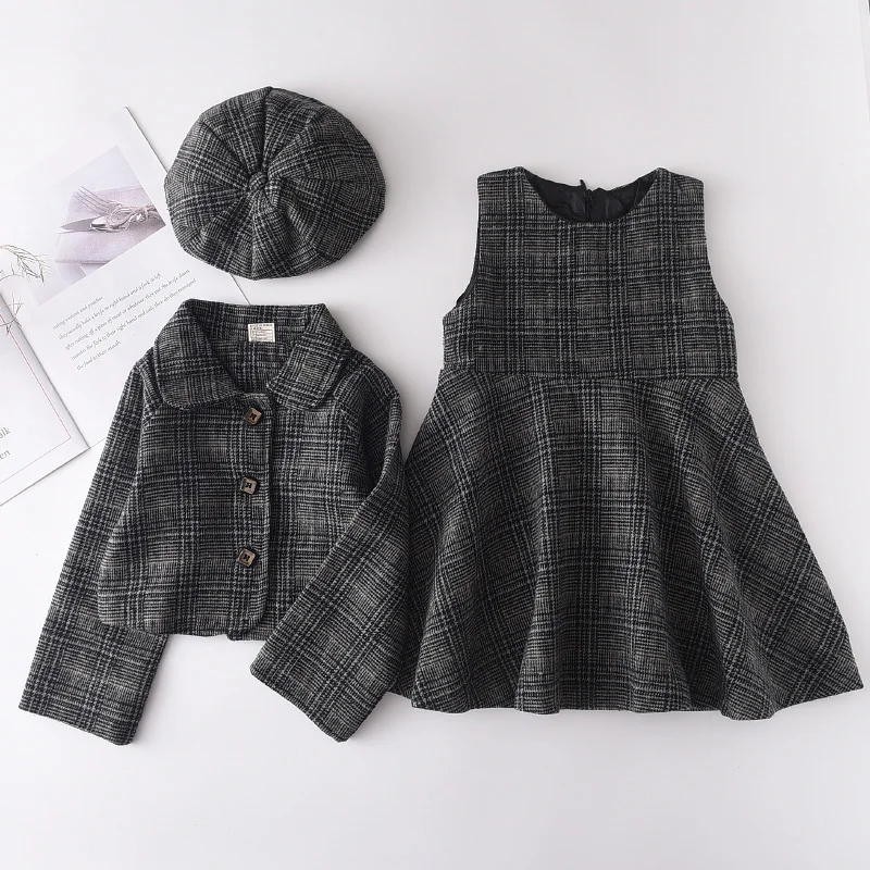 Bear Leader Fashion Kids Girls Princess 2pcs Clothes Set Autumn Winter Children Coat Outwear+Skirts Vintage Outfits Suit 2-12Y