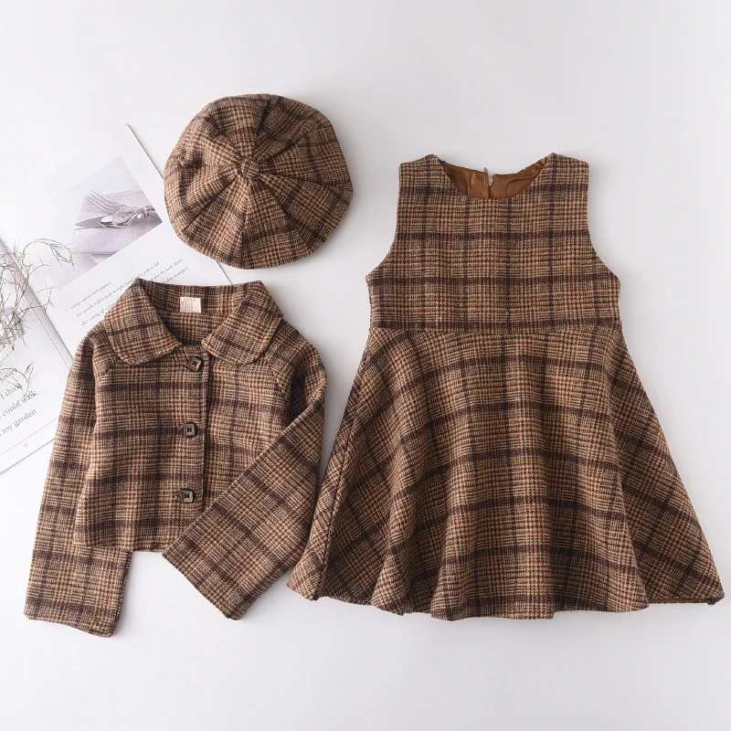 Bear Leader Fashion Kids Girls Princess 2pcs Clothes Set Autumn Winter Children Coat Outwear+Skirts Vintage Outfits Suit 2-12Y