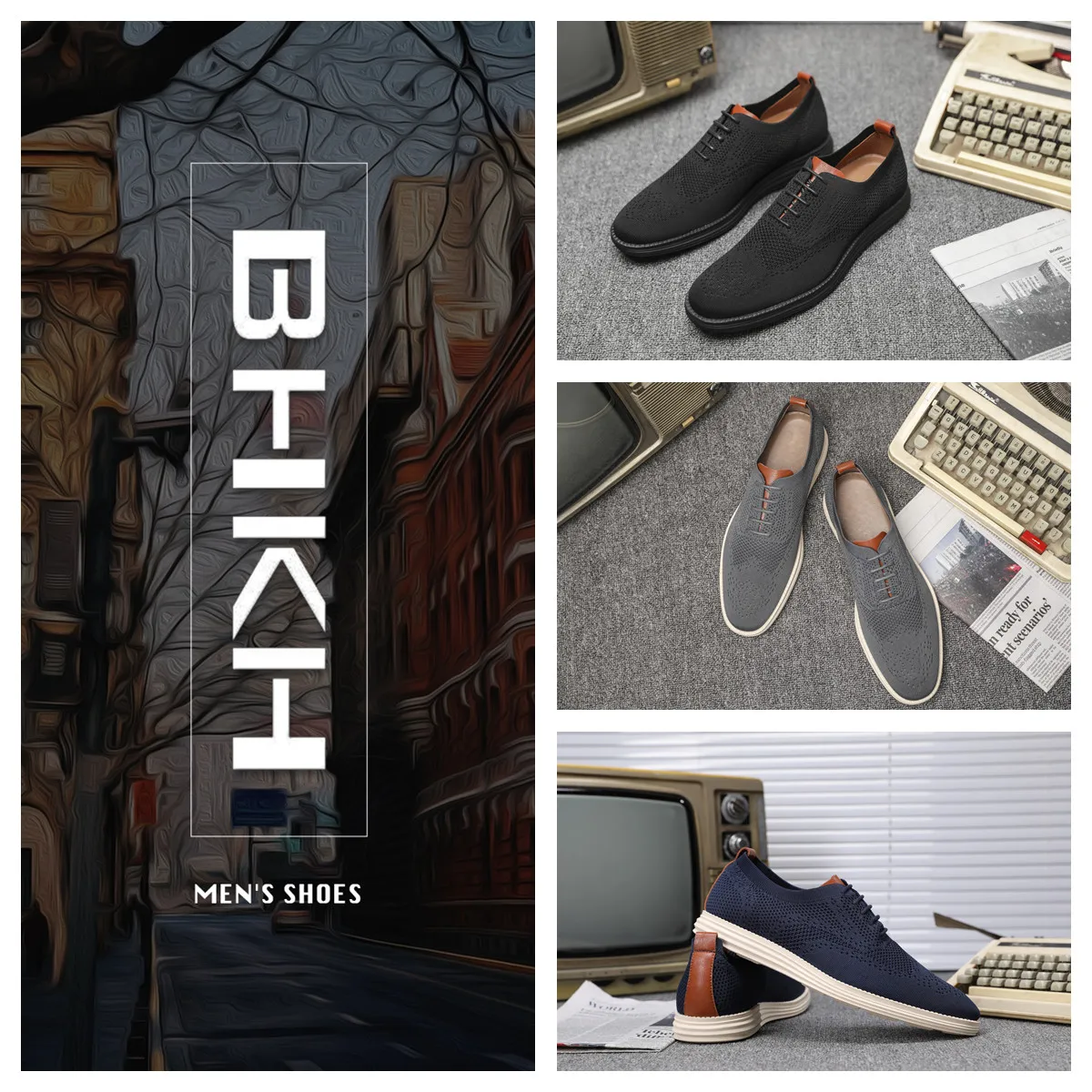BHKH Male Sneakers Summer Knitted Mesh Casual Shoes Lightweight Casual Shoes Breathable Walking Footwear Shoes For Men