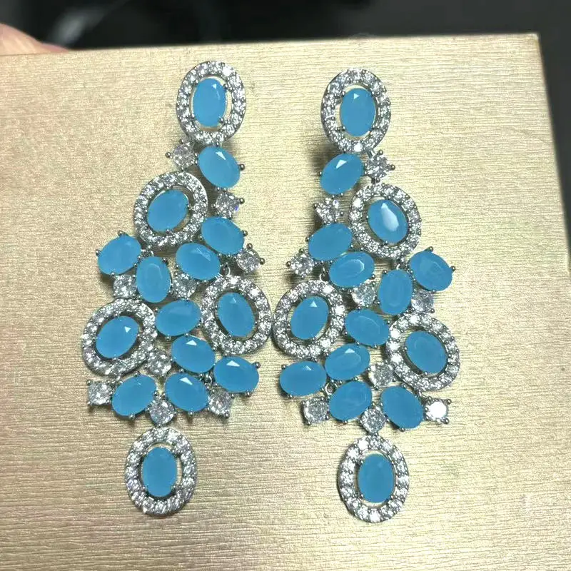 Bilincolor Green Cubic Zircon Big Wedding Earring for Women
