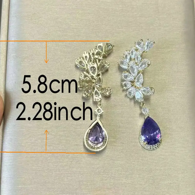 Bilincolor Green Cubic Zircon Big Wedding Earring for Women