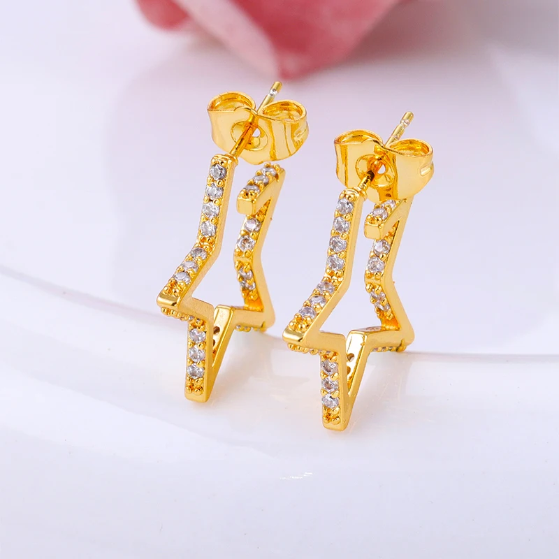 CRMYA Color Cubic Zirconia Hoop Earrings For Women Fashion Gold-color Piercing Women's Earrings Set 2023 Jewelry Wholesale