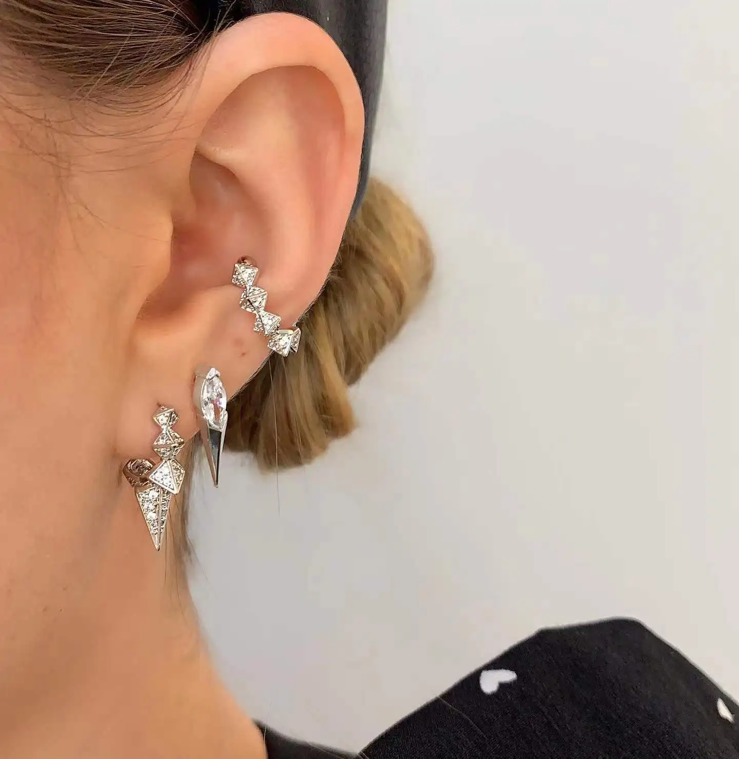 CRMYA Color Cubic Zirconia Hoop Earrings For Women Fashion Gold-color Piercing Women's Earrings Set 2023 Jewelry Wholesale