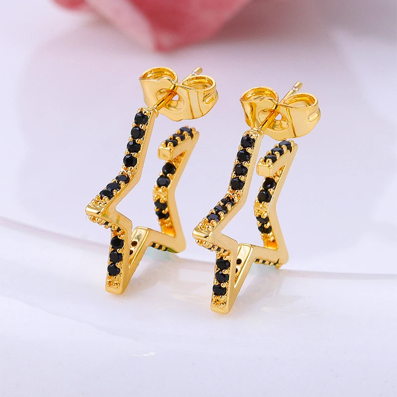 CRMYA Color Cubic Zirconia Hoop Earrings For Women Fashion Gold-color Piercing Women's Earrings Set 2023 Jewelry Wholesale