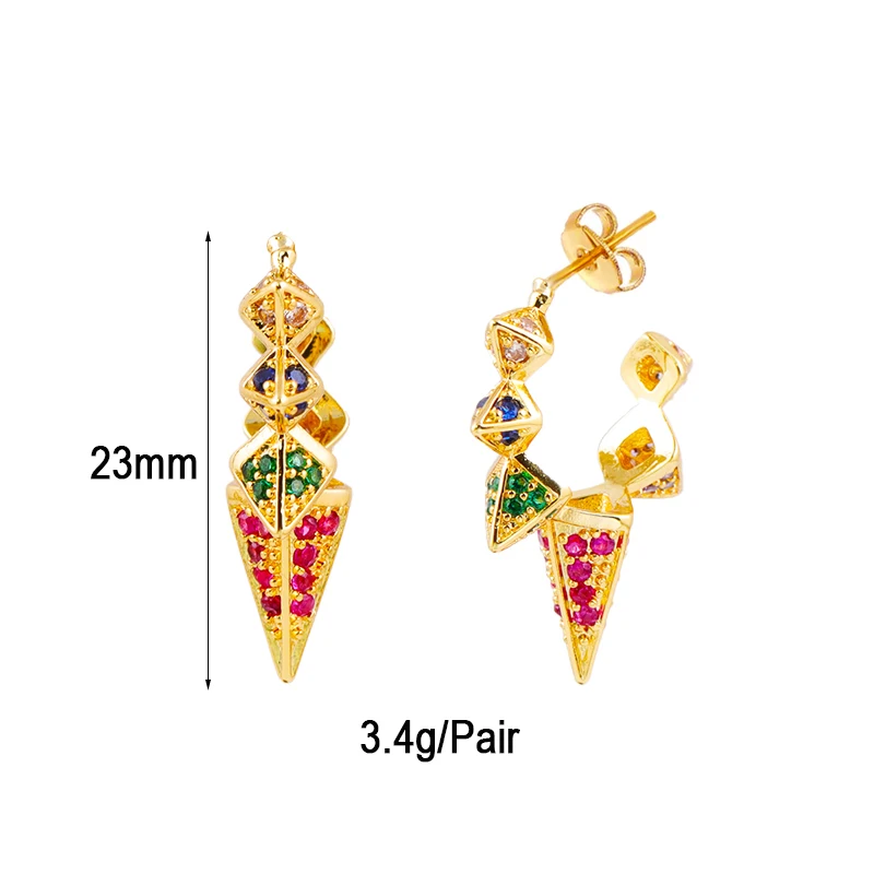 CRMYA Color Cubic Zirconia Hoop Earrings For Women Fashion Gold-color Piercing Women's Earrings Set 2023 Jewelry Wholesale