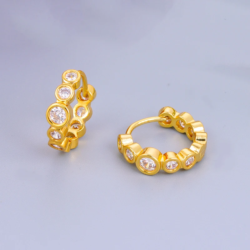 CRMYA Color Cubic Zirconia Hoop Earrings For Women Fashion Gold-color Piercing Women's Earrings Set 2023 Jewelry Wholesale