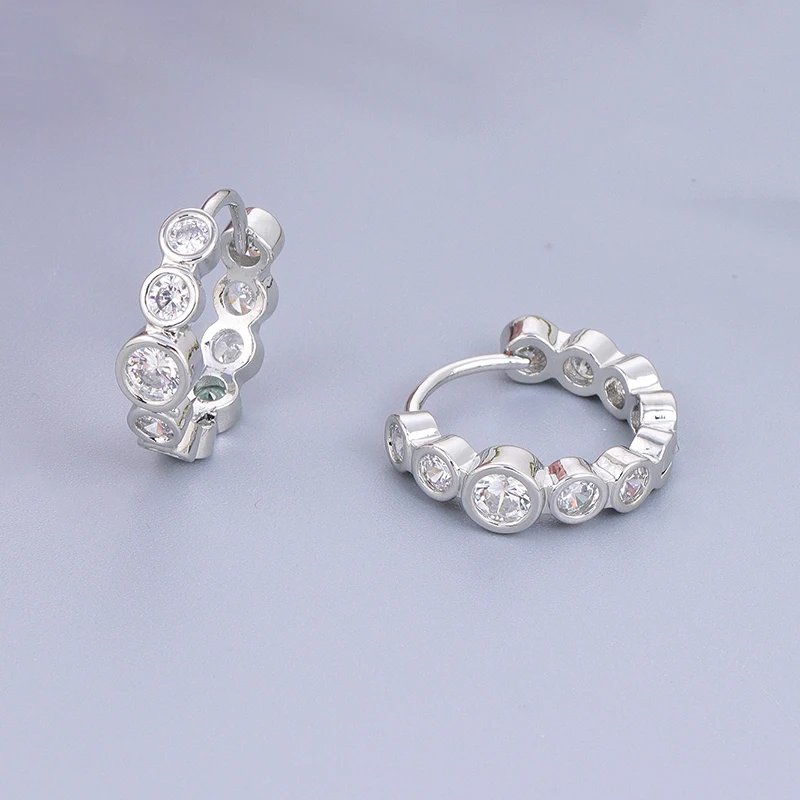 CRMYA Color Cubic Zirconia Hoop Earrings For Women Fashion Gold-color Piercing Women's Earrings Set 2023 Jewelry Wholesale