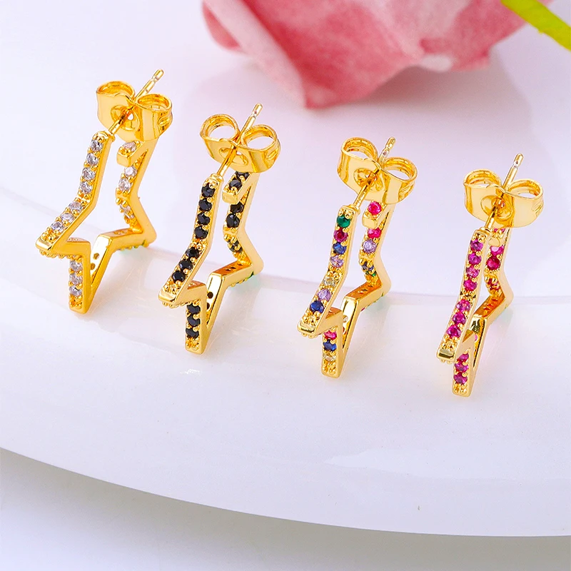CRMYA Color Cubic Zirconia Hoop Earrings For Women Fashion Gold-color Piercing Women's Earrings Set 2023 Jewelry Wholesale