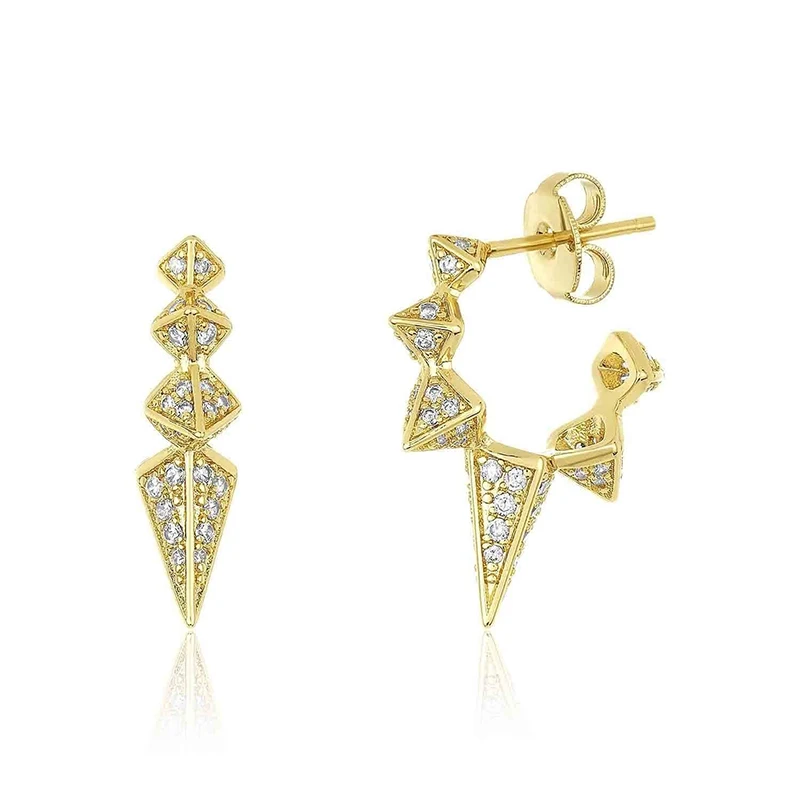 CRMYA Color Cubic Zirconia Hoop Earrings For Women Fashion Gold-color Piercing Women's Earrings Set 2023 Jewelry Wholesale