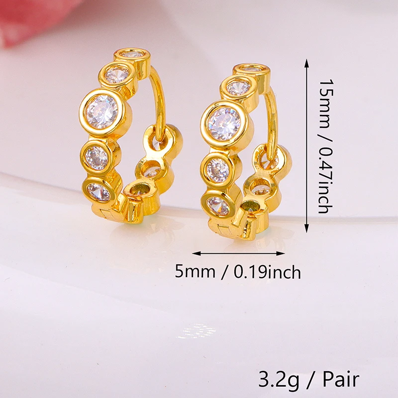 CRMYA Color Cubic Zirconia Hoop Earrings For Women Fashion Gold-color Piercing Women's Earrings Set 2023 Jewelry Wholesale