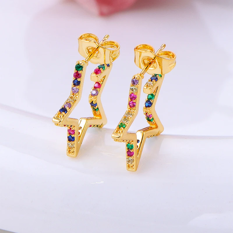 CRMYA Color Cubic Zirconia Hoop Earrings For Women Fashion Gold-color Piercing Women's Earrings Set 2023 Jewelry Wholesale