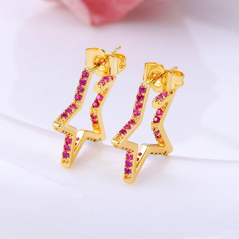 CRMYA Color Cubic Zirconia Hoop Earrings For Women Fashion Gold-color Piercing Women's Earrings Set 2023 Jewelry Wholesale