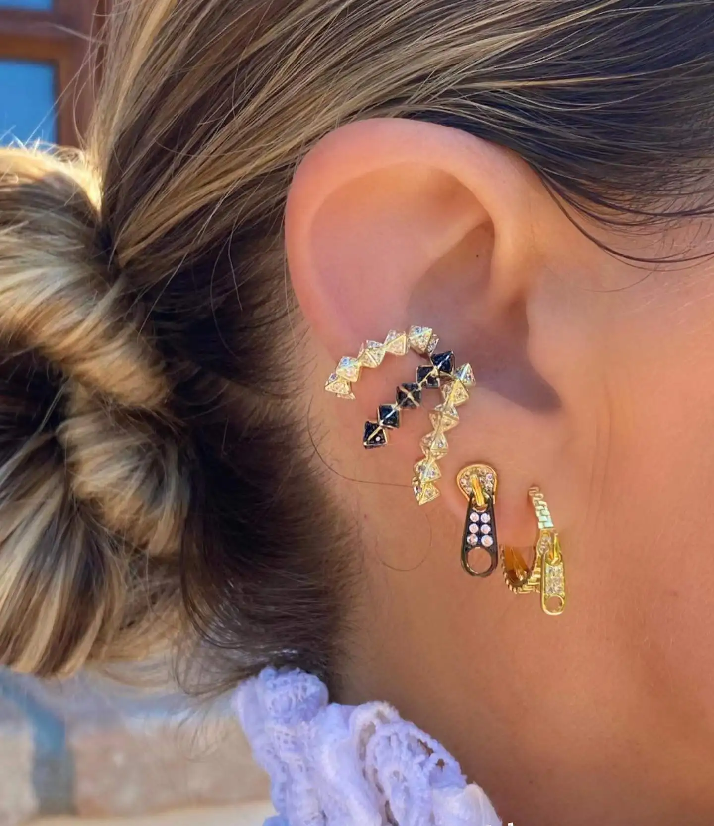 CRMYA Color Cubic Zirconia Hoop Earrings For Women Fashion Gold-color Piercing Women's Earrings Set 2023 Jewelry Wholesale