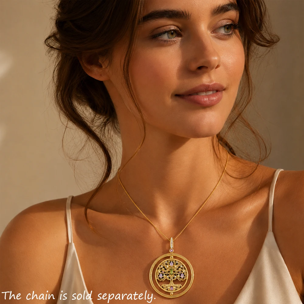 Golden Colourful Tree Pendant Brand Fine Jewelry Europe 925 Sterling Silver Love And Nature Gift For Woman