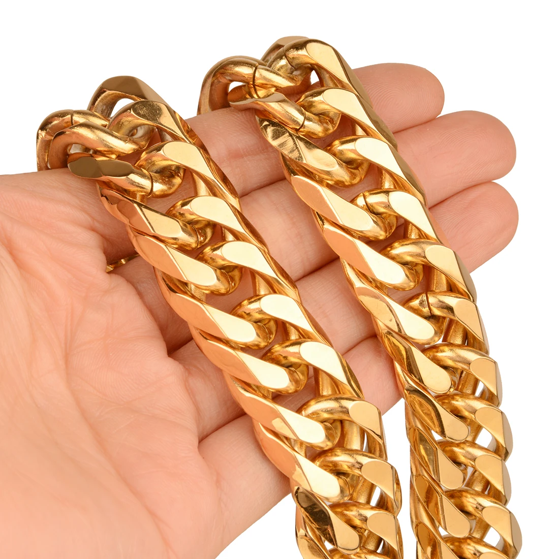 9/11/13/16/19/21MM Heavy Polished Men/Women Stainless Steel Silver/Gold Color Cuban Curb Link Chain Necklace Or Bracelet