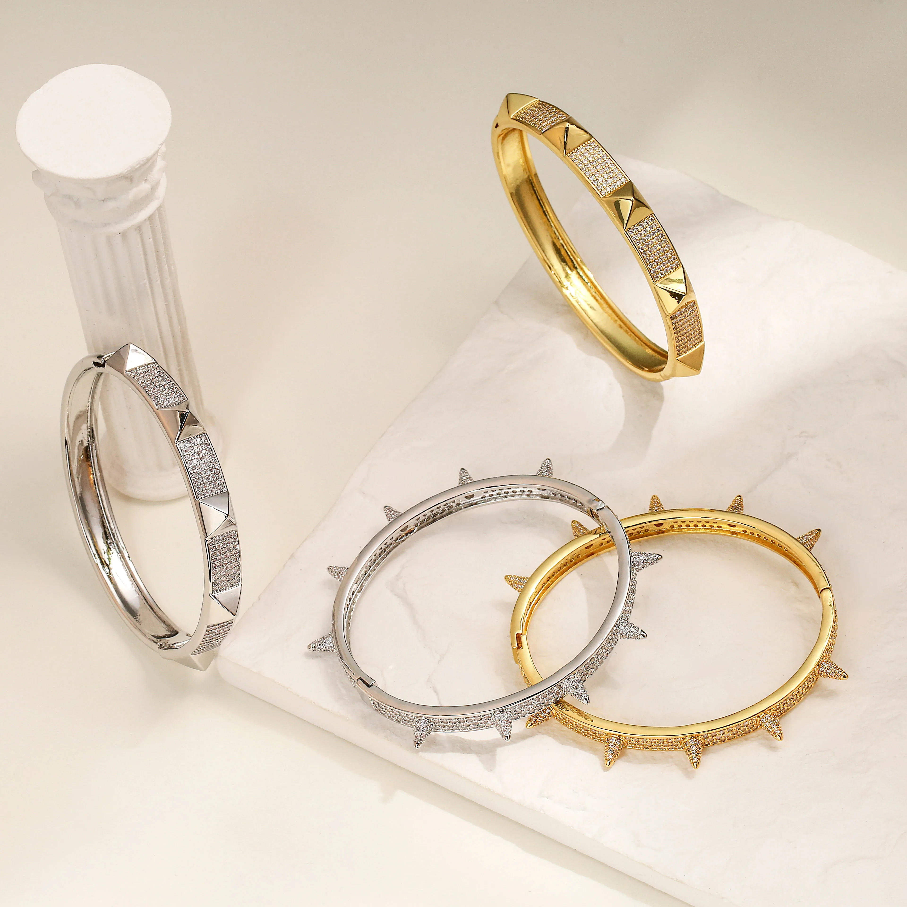 18K Gold Plated Brass Fashion Bracelets Female Temperament Simple Trendy Bracelet Hand Ornaments for Women Party Wedding Jewelry