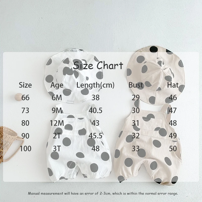 MILANCEL Summer Baby Rompers Toddler Dot Overalls Infant Girls Clothes With Hat Boys Jumpsuit