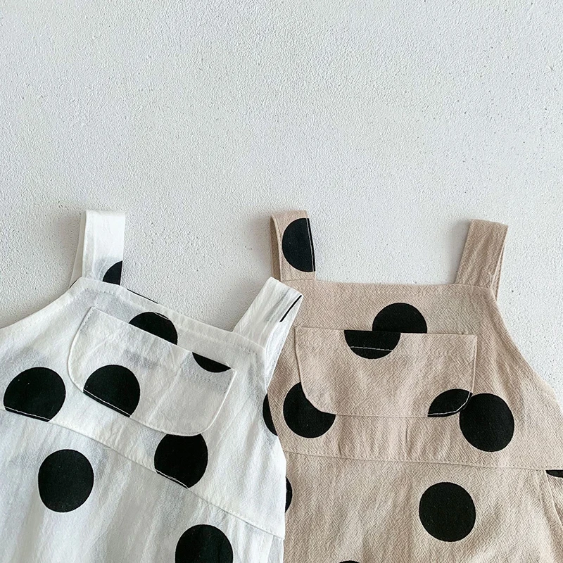MILANCEL Summer Baby Rompers Toddler Dot Overalls Infant Girls Clothes With Hat Boys Jumpsuit
