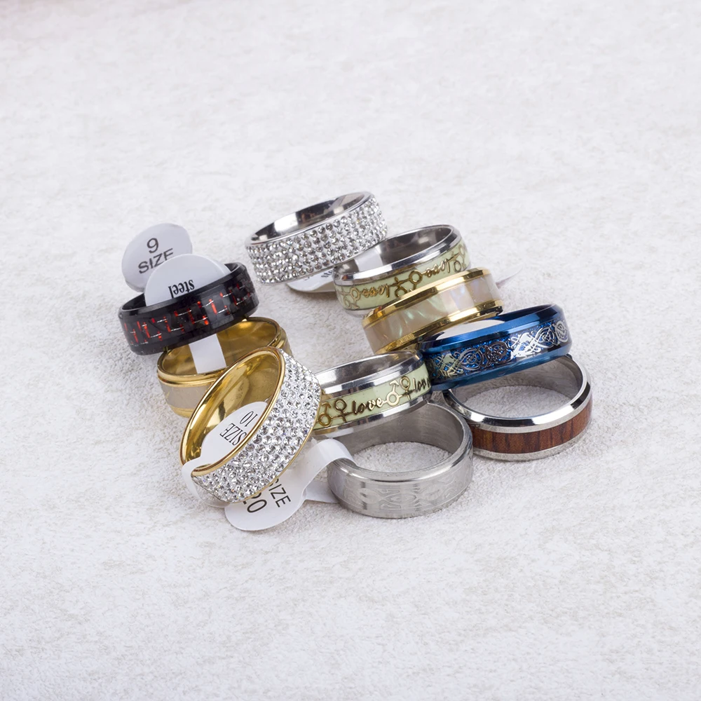 20 Pcs/lot High Quality Stainless Steel Rings for Men Women Fashion Jewelry Mix Styles Party Gifts Wholesale Jewelry