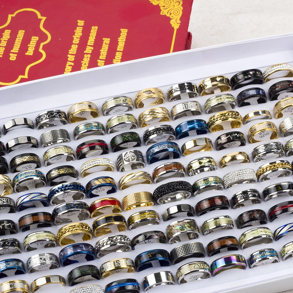 20 Pcs/lot High Quality Stainless Steel Rings for Men Women Fashion Jewelry Mix Styles Party Gifts Wholesale Jewelry