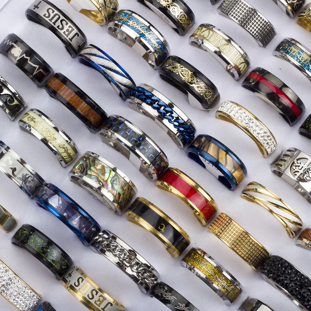 20 Pcs/lot High Quality Stainless Steel Rings for Men Women Fashion Jewelry Mix Styles Party Gifts Wholesale Jewelry