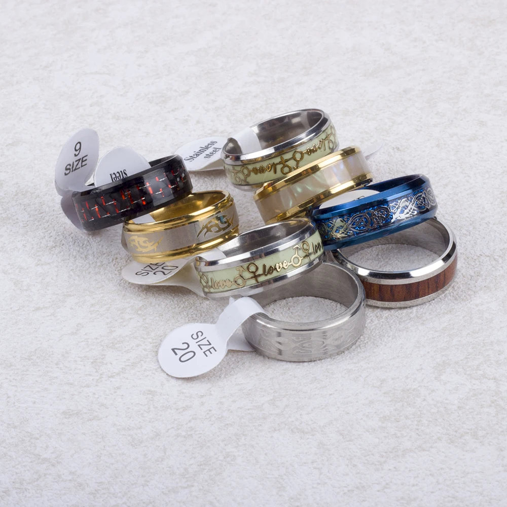 20 Pcs/lot High Quality Stainless Steel Rings for Men Women Fashion Jewelry Mix Styles Party Gifts Wholesale Jewelry