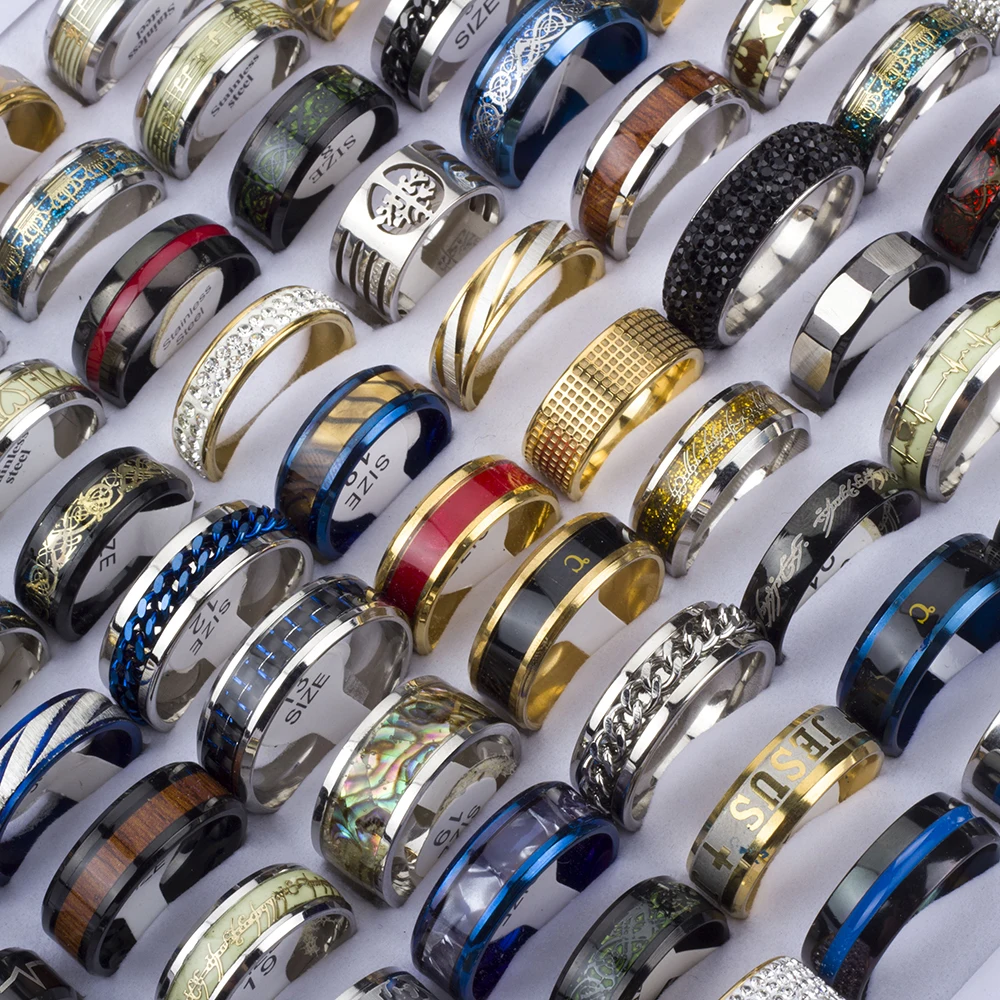 20 Pcs/lot High Quality Stainless Steel Rings for Men Women Fashion Jewelry Mix Styles Party Gifts Wholesale Jewelry
