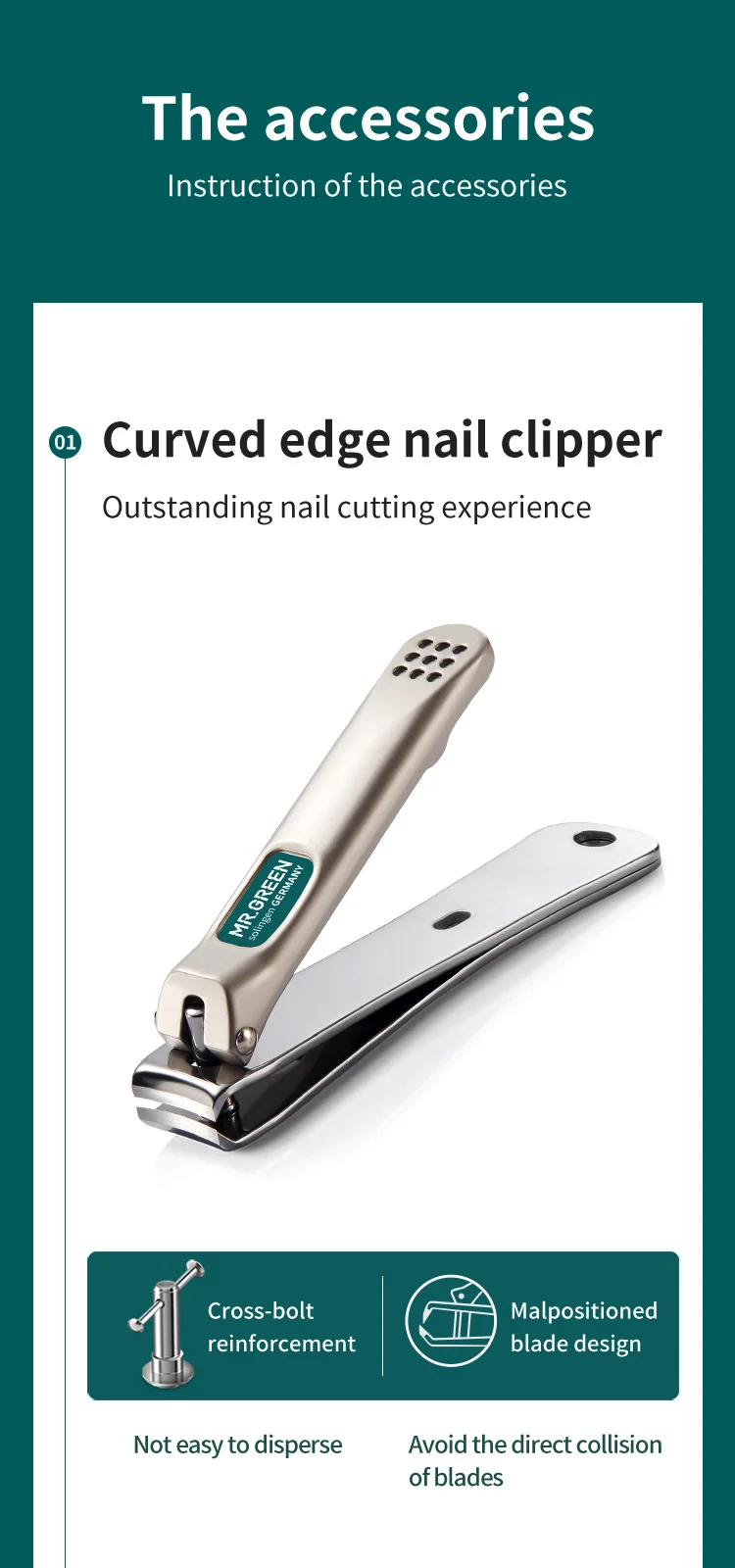 MR.GREEN Portable Manicure Set Pedicure Kit Stainless Steel Nail Clippers Tool Travel Grooming Case Gift Box Nail Scissors Set