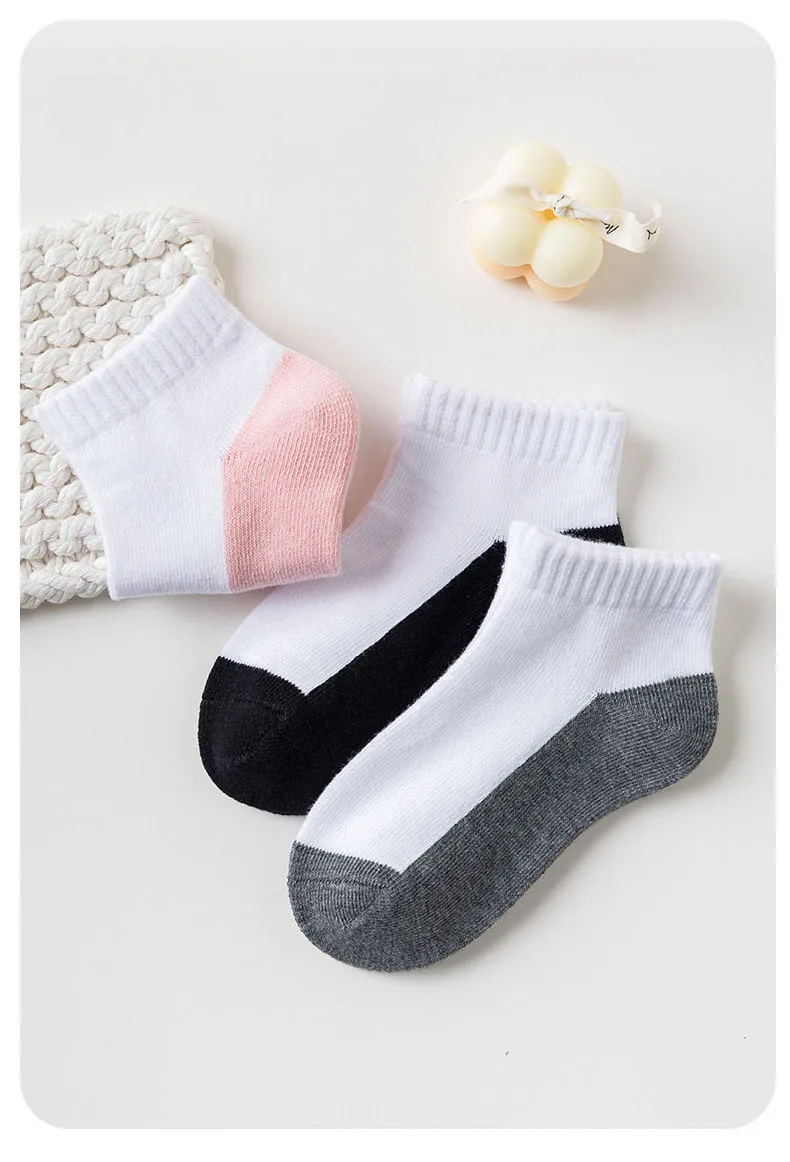 5 Pairs/Lot 2023 New Summer Children Socks Cotton Kids Teen Fashion Black White Gray For 1-12 Years Student Baby Girl Boy Socks