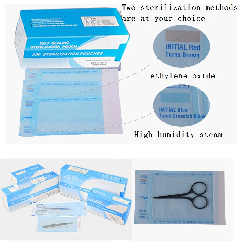 200pcs Self Sealing Sterilization Pouch For Nail Tools Adhesive Strips Disposable Dental Tattoo Tools Storage Bag